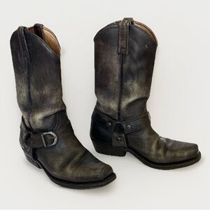 Vintage Loblan Rugged Leather Western Boots Buckle Strap 7